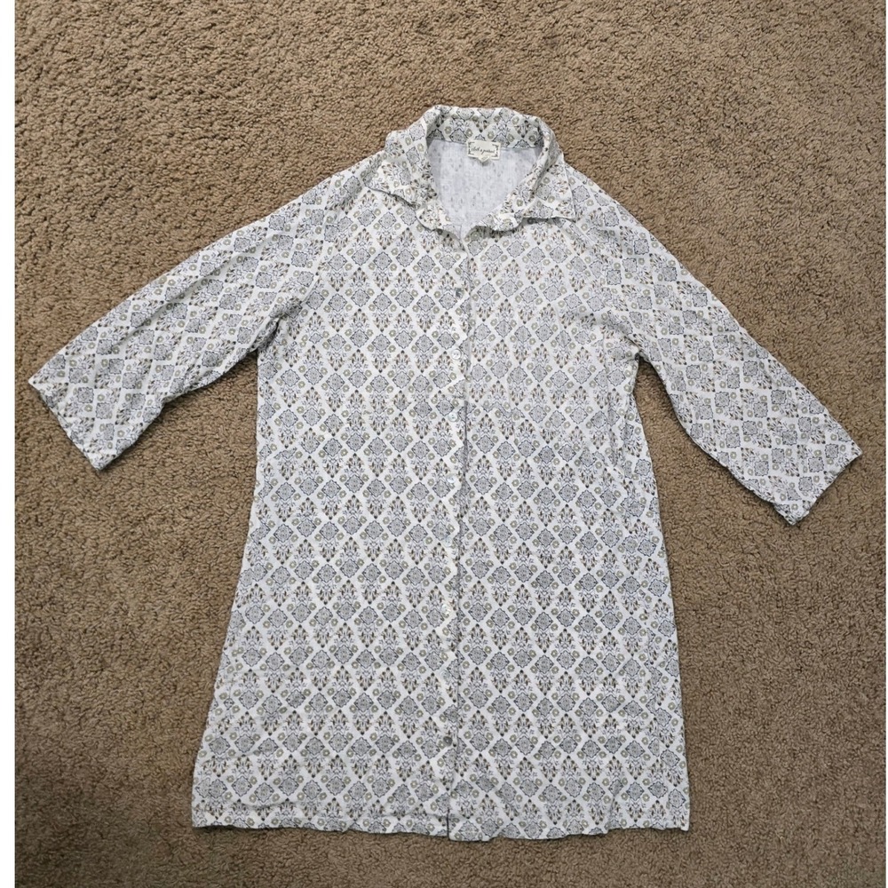 Cloth & Portrait Women Medallion Print Linen Blend Button Down Shirt Dress Small - Picture 1 of 7